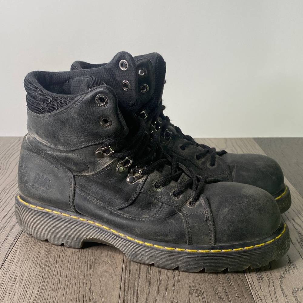Dr. Martens Industrial Steel Toe Black Leather Work Boots Men’s Size 12 US
